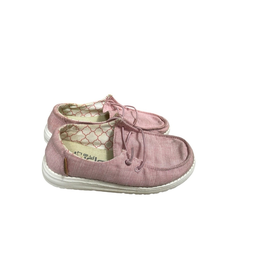 HEY DUDE Wendy‎ Linen Cotton Candy Casual Pink Shoes Girls Youth Size 12-1